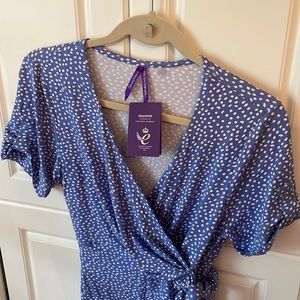 Seraphine maternity, mock wrap dress, NWT, size US 6